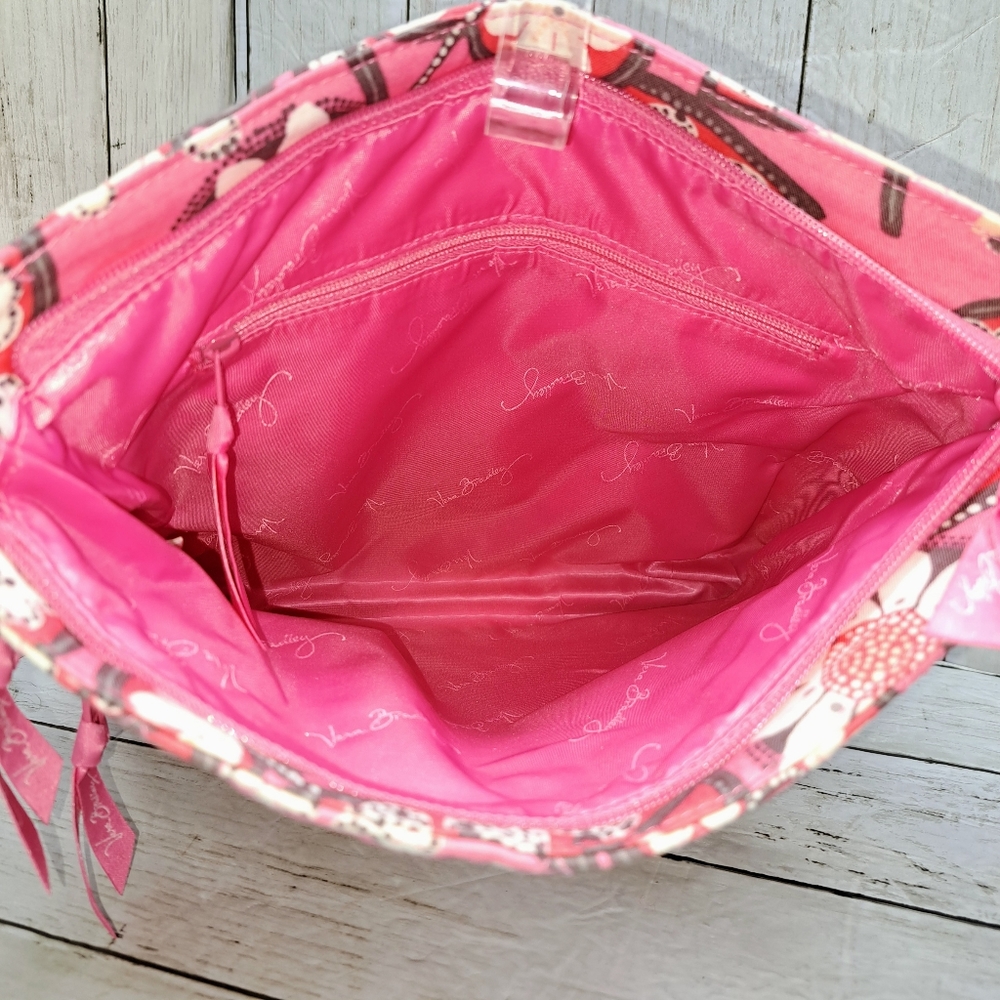 Vera Bradley M/Lrg 12"t Pink Floral Hipster ZipTop MultiPocket Crossbody Retired - Picture 4 of 12